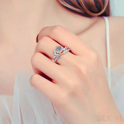 Rose Shaped Moissanite Engagement Ring Kim - Jewelry